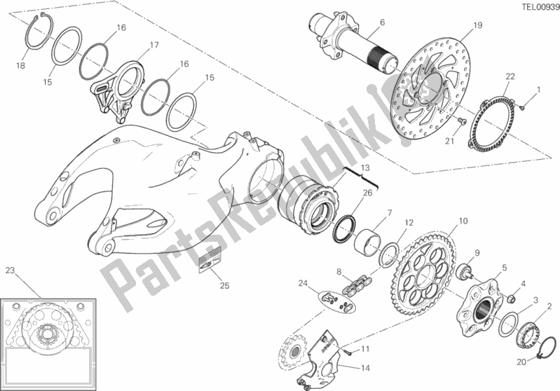 Tutte le parti per il Mozzo, Ruota Posteriore del Ducati Multistrada 1200 ABS Brasil 2016